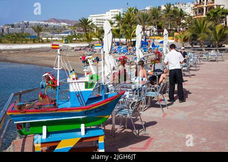 Spiaggia e lungomare di Patalavaca, Arguineguin, Grand Canary, Isole Canarie, Spagna, Europa Foto Stock