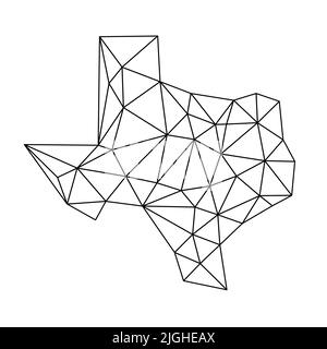 Mappa poligonale semplice del Texas. Mappa vettoriale in stile poly-trendy bassa del Texas. Illustrazione Vettoriale