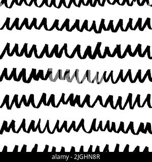 Pattern vettoriale senza giunture con onde a grunge nere. Illustrazione Vettoriale