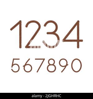 Font, numeri da Dreadlocks. Oggetti vettoriali isolati su sfondo bianco. Illustrazione Vettoriale