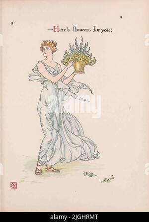 Ecco i fiori per te dal libro ' Fiori dal giardino di Shakespeare : un'elegante opera delle opere ' illustrato da Walter Crane, 1845-1915; basato su William Shakespeare, 1564-1616 Data di pubblicazione 1909 Editore [Londra] : Cassell & Co., Ltd. Foto Stock