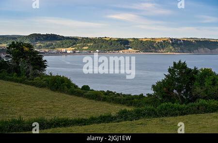 Devon Beer Head, vista su Seaton e la Valle dell'Ax Foto Stock