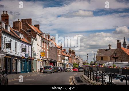 Market Street a Malton, North Yorkshire, Regno Unito Foto Stock