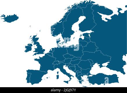 i paesi d'europa su una mappa Illustrazione Vettoriale