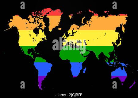 Mappa del mondo con diversi colori una forma Baviera Germania Foto Stock