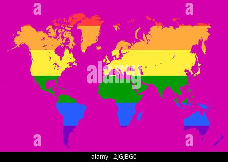 Mappa del mondo con diversi colori una forma Baviera Germania Foto Stock