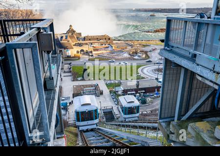 Cascate del Niagara, Ontario, Canada - Dicembre 19 2021 : Falls Incline Railway. Foto Stock