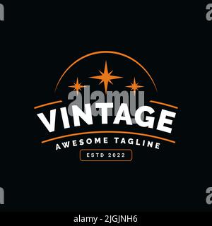 Emblema con logo classico modello vettoriale. Emblema con logo vintage per uso commerciale nel settore alimentare modello vettoriale Illustrazione Vettoriale