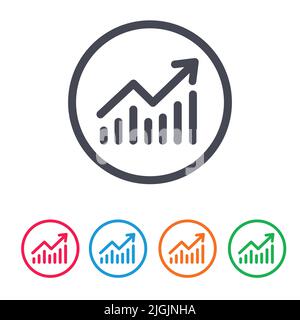 Icona del grafico in stonk up in stile lineare trendy isolata su sfondo bianco. Simbolo della barra del grafico per il design del sito Web, il logo e l'applicazione. Illustrazione vettoriale. Illustrazione Vettoriale