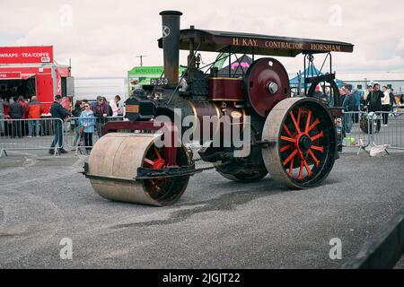 Galway, Irlanda, luglio 03. 2022. vecchio, storico motore a vapore d'epoca al classico fest 2022, festival con auto e veicoli d'epoca Foto Stock