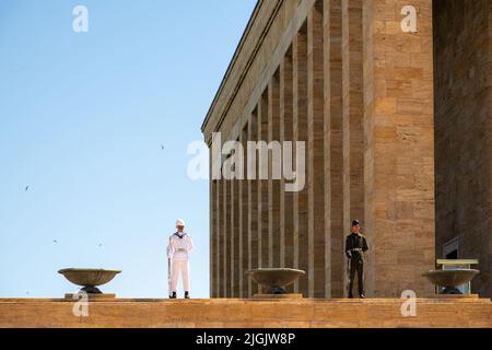 Ankara, Turchia - 05 luglio 2022: Anıtkabir, situata ad Ankara, è il mausoleo di Mustafa Kemal Atatürk, il fondatore della Repubblica Turca. Foto Stock