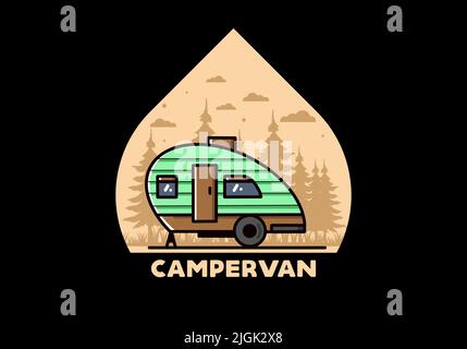 Disegno vintage del camper a goccia Illustrazione Vettoriale