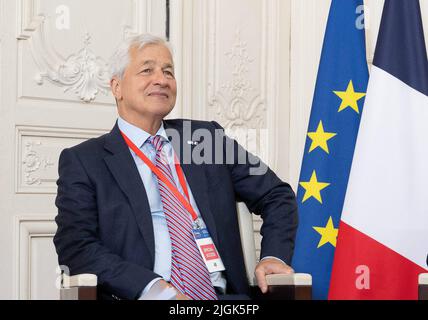 CEO di JPMorgan, Jamie Dimon durante l'edizione 5th del Business Summit "Scegli la Francia", alla Reggia di Versailles, a sud-ovest di Parigi, Francia, il 11 luglio 2022. Foto di Jacques Witt/Pool/ABACAPRESS.COM Foto Stock