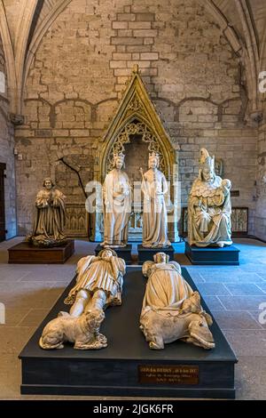 Sculture nel Palazzo Papale di Avignone, Francia Foto Stock