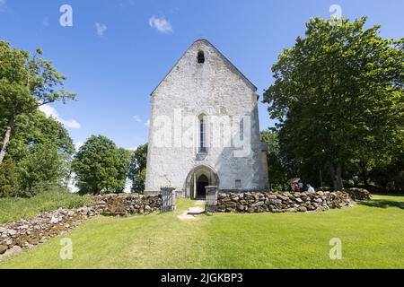 Chiesa di Karja Estonia, una chiesa luterana medievale del 13th secolo, vista esterna, isola di Saaremaa, Estonia, Europa Foto Stock