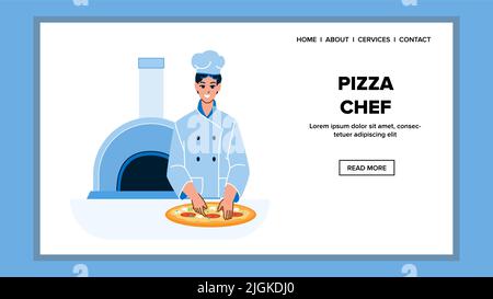 Pizza Chef Man preparazione Delicious Dish Vector Illustrazione Vettoriale