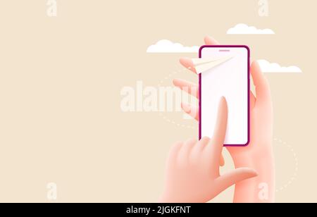 Schermo mobile per smartphone con messaggio di lettera, display mobile con tecnologia. Illustrazione vettoriale Illustrazione Vettoriale