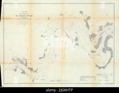 US Coast Survey Preliminary Nautical Chart of St. John's River, Florida, da Brown's Creek a Jacksonville, 1856 Foto Stock