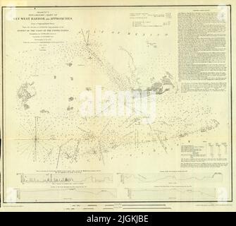 Preliminary Nautical Chart of Key West Harbor and Approaches, Survey of the Coast of the United States, 1852, by US Coast Survey Foto Stock