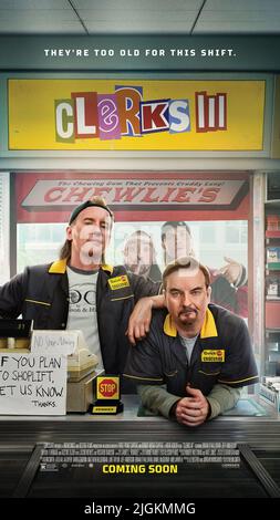 DATA DI RILASCIO: 13 settembre 2022. TITOLO: Clerks III. CASA DI PRODUZIONE: Lionsgate. DIRETTORE: Kevin Smith. TRAMA: Dante, Elias, e Jay e Silent Bob sono arruolati da Randal dopo un attacco di cuore per fare un film sul minimarket che ha iniziato tutto. PROTAGONISTI: Jeff Anderson e Brian o'Halloran. (Credit Image: © Lionsgate/Entertainment Pictures) Foto Stock