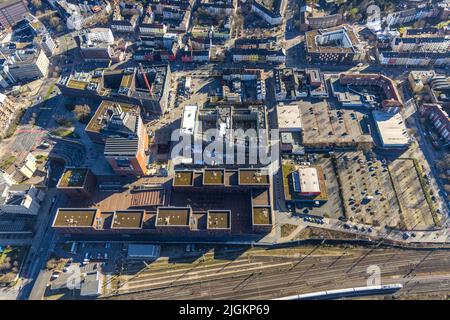 Veduta aerea, Dortmund U Zentrum für Kunst und Kreativität (Dortmund U Center for Art and Creativity), Robert-Schuman-Berufskolleg (Robert-Schuman Vo Foto Stock