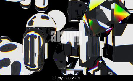 Elementi primitivi in vetro. Rendering 3D generato dal computer Foto Stock