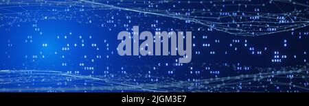 Reti neurali e tecnologie cloud. Database globale e intelligenza artificiale. Big data e cybersicurezza 3D illustrazione. 3d rendering Foto Stock