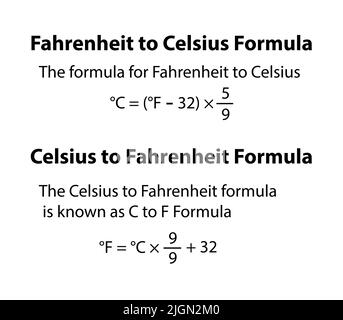 Da Fahrenheit a Celsius Formula. Matematica, fisica. Sfondo bianco vettoriale. Equazione di formula matematica. Illustrazione Vettoriale