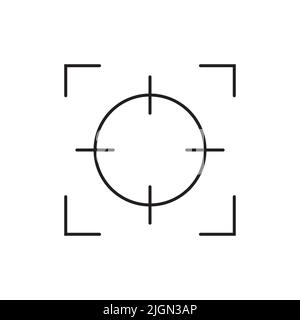 Icona vettoriale dell'obiettivo di messa a fuoco della fotocamera isolata su sfondo bianco Illustrazione Vettoriale