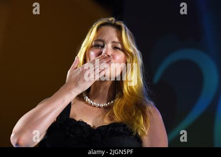 11 luglio 2022, Ischia, Campania, Italia: Ischia Global Film & Music Festival, ventesima edizione, Haley Bennett, attrice americana e cantante protagonista di . '' Cyrano '' ottenere il premio come '' attrice dell'anno (Credit Image: © Pasquale Gargano/Pacific Press via ZUMA Press Wire) Foto Stock