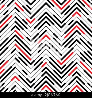 Modello a zig-zag senza cuciture. Sfondo nero e rosso astratto. Trama vettoriale regolare Illustrazione Vettoriale