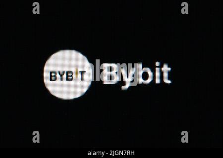 Rottweil, Germania. 11th luglio 2022. Il logo del crypto Exchange Bybit viene visualizzato sullo schermo di un computer in un ufficio. Credit: Silas Stein/dpa/Alamy Live News Foto Stock