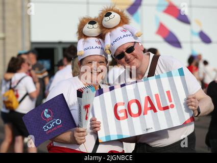 Brighton e Hove, Regno Unito. 11th luglio 2022. Gli appassionati dell'Inghilterra durante la partita UEFA Women's European Championship 2022 all'AMEX Stadium, Brighton e Hove. Il credito dovrebbe leggere: Paul Terry/Sportimage Credit: Sportimage/Alamy Live News Foto Stock