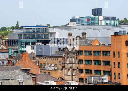 Vista a nord dal tetto del Pearl Assurance Building a Nottingham City, Nottinghamshire Inghilterra UK Foto Stock