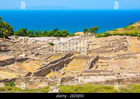 Vista sul sito archeologico dell'antico Kamiros. Rodi, Grecia Foto Stock