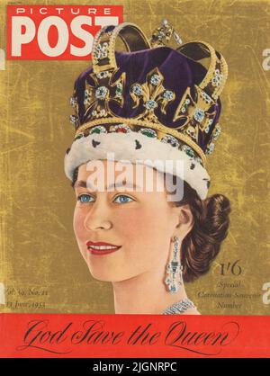 Speciale souvenir di incoronazione, 1953 giugno. Il tributo della rivista Picture Post alla Regina Elisabetta II (1926 - 2022) dopo la sua incoronazione. SOLO EDITORIALE. Foto Stock