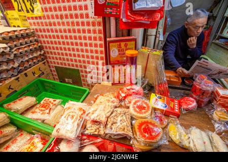 Cibo tradizionale stallo, Hong Kong, Cina, Sud-est asiatico, Foto Stock
