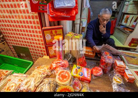 Cibo tradizionale stallo, Hong Kong, Cina, Sud-est asiatico, Foto Stock