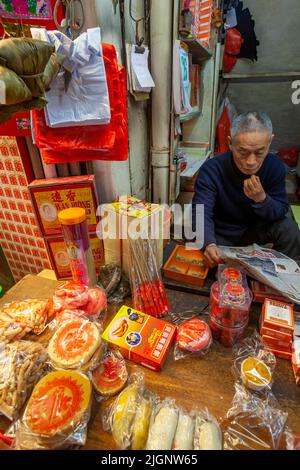 Cibo tradizionale stallo, Hong Kong, Cina, Sud-est asiatico, Foto Stock