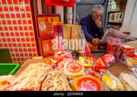 Cibo tradizionale stallo, Hong Kong, Cina, Sud-est asiatico, Foto Stock