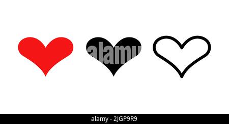 Simbolo dell'icona cuore e Amore sfondo bianco isolato. Illustrazione vettoriale. Colori modificabili. Illustrazione Vettoriale