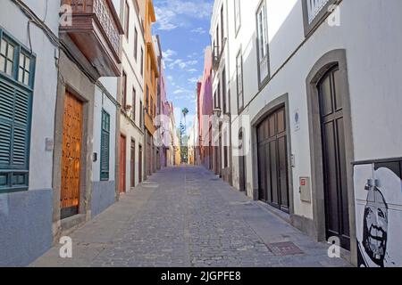 Vicolo nel centro storico di Vegueta, Las Palmas, Grand Canary, Isole Canarie, Spagna, Europa Foto Stock