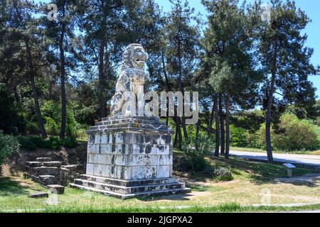 Il Leone di Ampipolis a 4th cen. BC monumento funerario in onore di Leomedon di Mytilene, uno dei generali di Alessandro Magno. Trovato vicino al Foto Stock