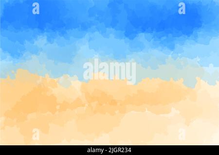 Sfondo acquerello, colori blu e beige, tratti e schizzi di vernice, illustrazione vettoriale colorata, sfondo per un banner Illustrazione Vettoriale