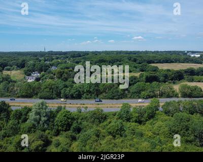 Veduta aerea dell'autostrada a Hoddesdon Foto Stock