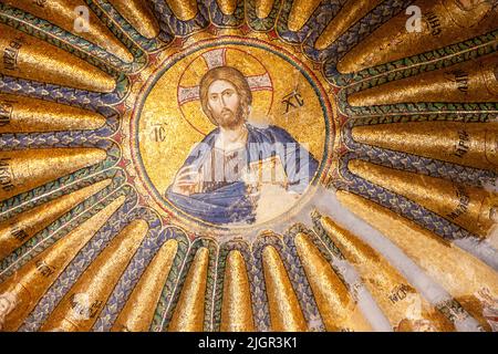 Mosaico che mostra Cristo e i suoi antenati, interno della Chiesa di San Salvatore, Chora, Istanbul, Turchia, Asia occidentale Foto Stock