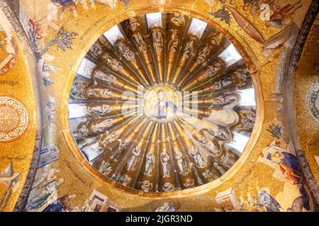 Mosaico che mostra Cristo e i suoi antenati, interno della Chiesa di San Salvatore, Chora, Istanbul, Turchia, Asia occidentale Foto Stock
