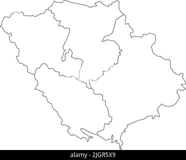 Mappa bianca delle raioni dell'OBLAST DI POLTAVA, UCRAINA Illustrazione Vettoriale