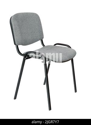 Sedia per ufficio in tessuto grigio isolata su bianco Foto Stock