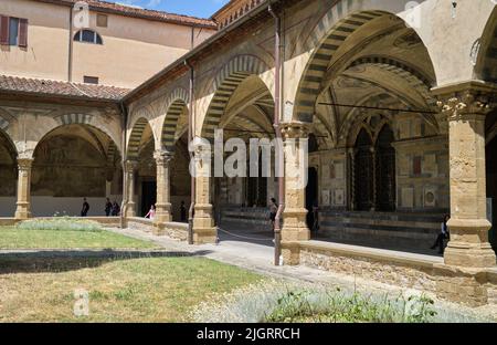 Chiostro Verde o Chiostro Verde nella Basilica di Santa Maria Novella a Firenze Foto Stock